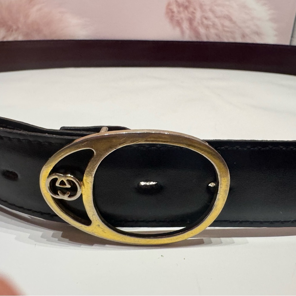 Vintage Gucci GG Logo Buckle Leather Belt - Replacement Strap - Auth Buckle 42”